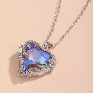 Rhinestone Heart Charm Necklace